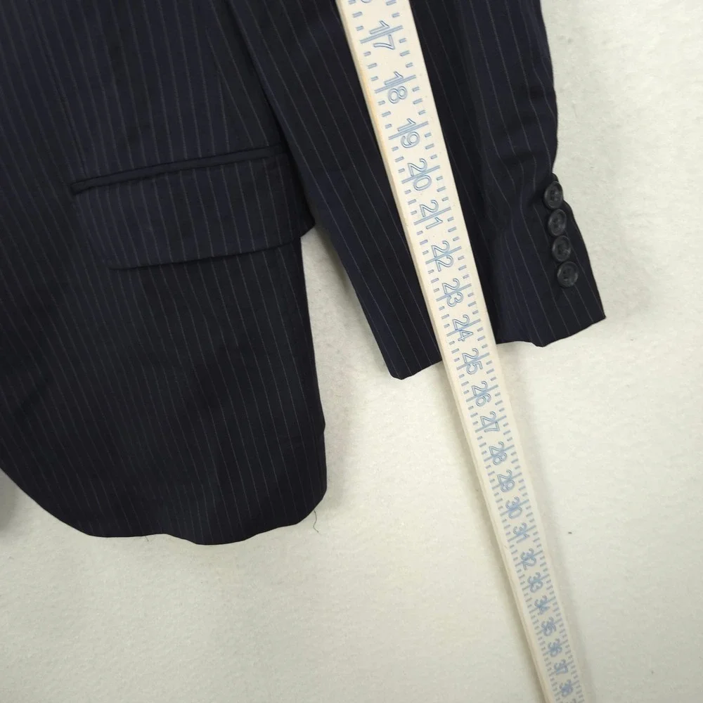 Loro Piana Pinstripe Blazer Men 46R Navy Blue Wool Super 120s Union Made USA